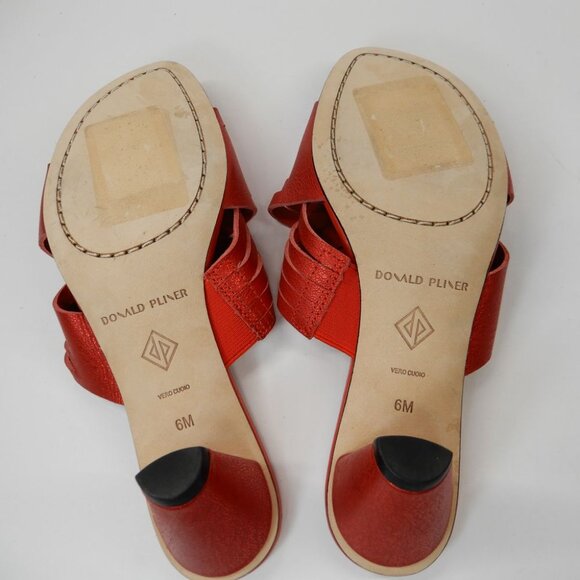 DONALD PLINER Alannis Slide Toe Ring Sandals Size 6 Tomato Red Leather NEW - Picture 13 of 14